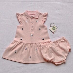 Little Me Pink Tennis Dress with Embroidered Sailboats & Matching Bloomers 18M